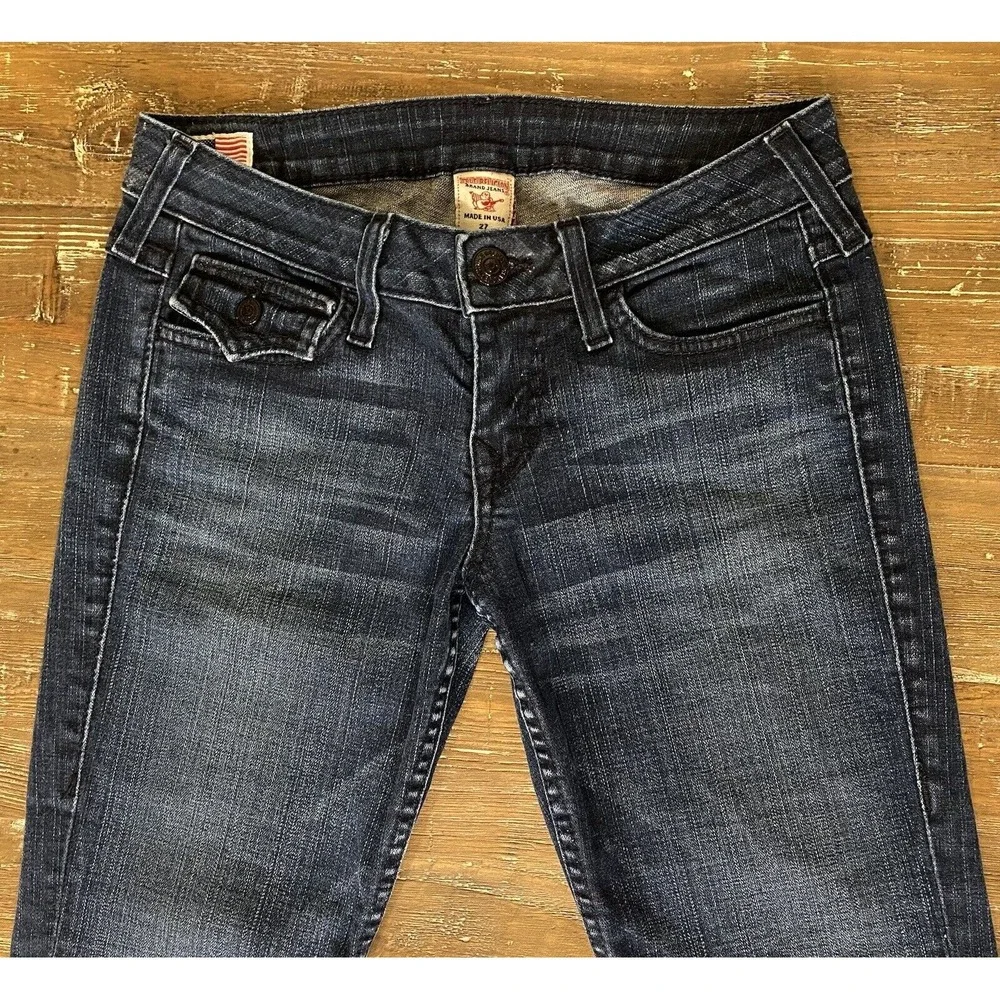 True Religion BILLY SUPER T World Tour Jeans Womens 28x32 Dark Wash USA READ - Picture 10 of 13